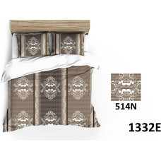 Kokvilnas gultasveļa 140x200 1332E, brūna, ar ornamentu ar rāvējslēdzēju abās pusēs