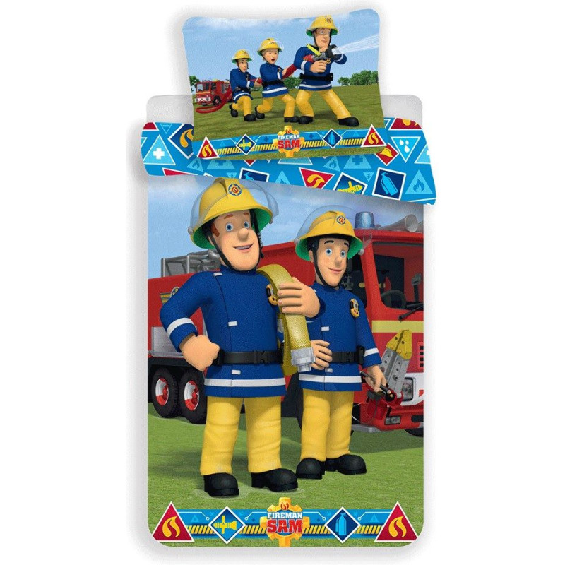 Kokvilnas gultas veļa 140x200 Fireman Sam 0570 Brigade Fire Brigade spilvendrāna 70x90