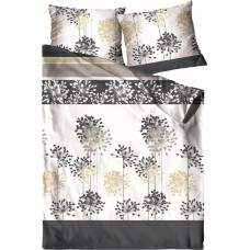 Kokvilnas pakaiši 140x200 ziedi Lielisks grafīts