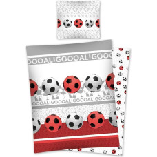 Jauniešu gultasveļa 140x200 Bumbiņas balta sarkana 2638, abpusēja