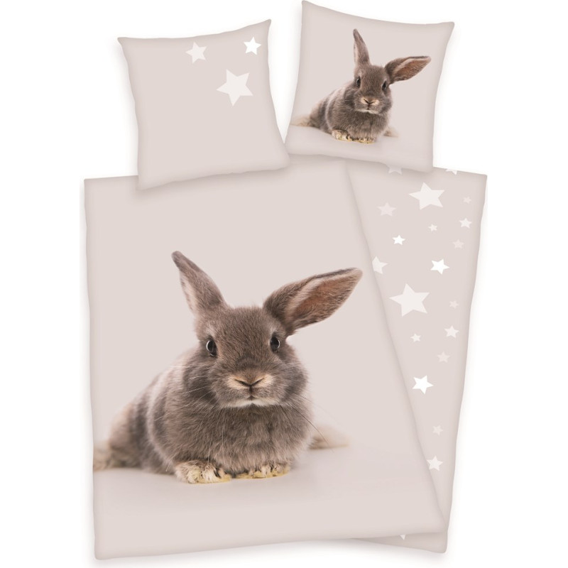 Kokvilnas gultas veļa 140x200 Bunny 9480 stars spilvendrāna 70x90