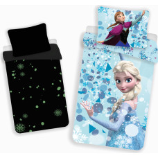Tumsā mirdzoša kokvilnas gultas veļa 140x200 Frozen Frozen Anna Elsa spilvendrāna 70x90
