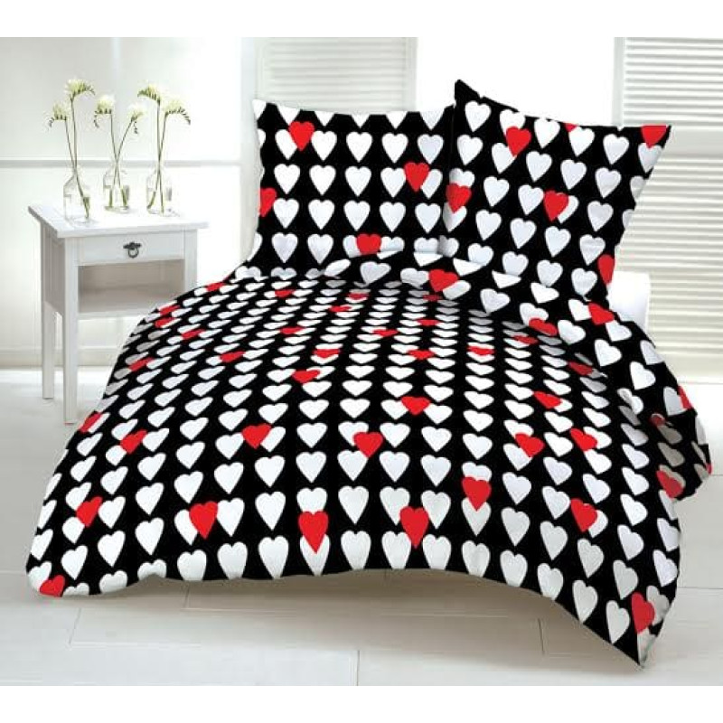 Mizas pakaiši 140x200 1A Sirsniņas Baltas un sarkanas sirsniņas uz melna fona