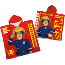 Pončo bērniem 60x120 Fireman Sam 4766 Ugunsdzēsības dienesta sarkans dvielis ar kapuci