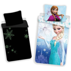 Gultas veļa spīd tumsā 140x200 Frozen Frozen Anna Elsa 9375 kokvilnas spilvendrāna 70x90