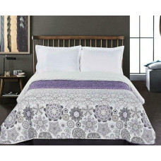 Decoking Dekoratīvs gultas pārklājs 240x260 Alhambra purpursarkans un balts, abpusējs ar ziedu ornamentiem