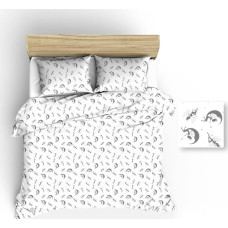 Kokvilnas gultasveļa 140x200 1216E baltās fejas pelēkās fejas