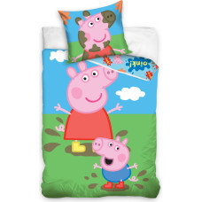 Kokvilnas gultas veļa 140x200 Peppa Pig George meadow fun 0020 spilvendrāna 70x90