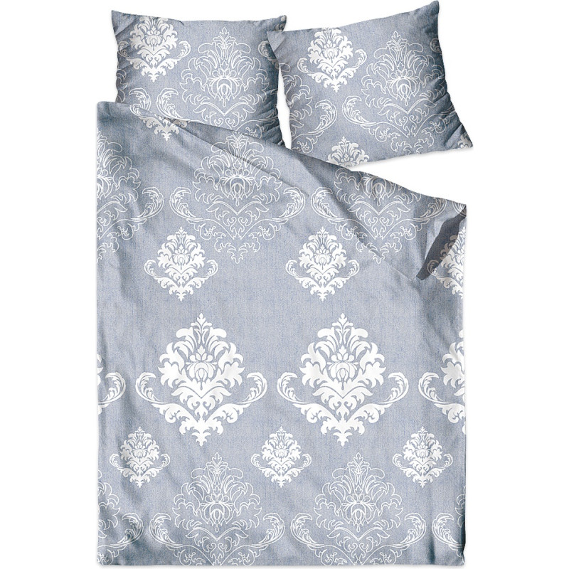 Satīna gultasveļa 220x200 Loara pelēks balts ornaments