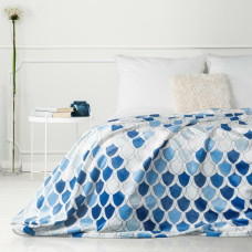 Mikrošķiedras sega 200x220 Kloe, tumši zila un balta