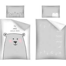 Kokvilnas gultasveļa 100x135 Lācītis 9767 Ko šodien teiks lācītis pelēki balts Lulumi 2931 A
