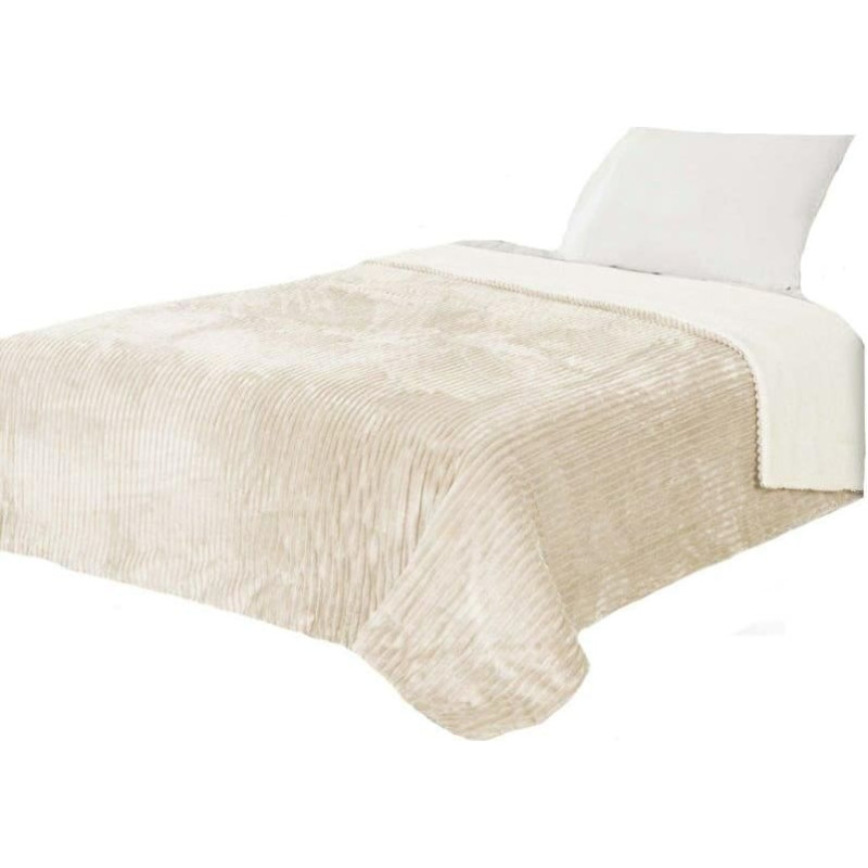 Ortex Mikrošķiedras sega 200x220 Plīša smilškrāsas krēmkrāsas rievota abpusēja