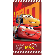 Pludmales dvielis 70x140 Cars Cars 1248 Lightning McQueen sarkana kokvilna