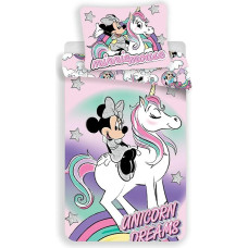Kokvilnas gultas veļa 140x200 Mini Mouse Unicorn 2405 Minnie Mouse rozā spilvendrāna 70x90