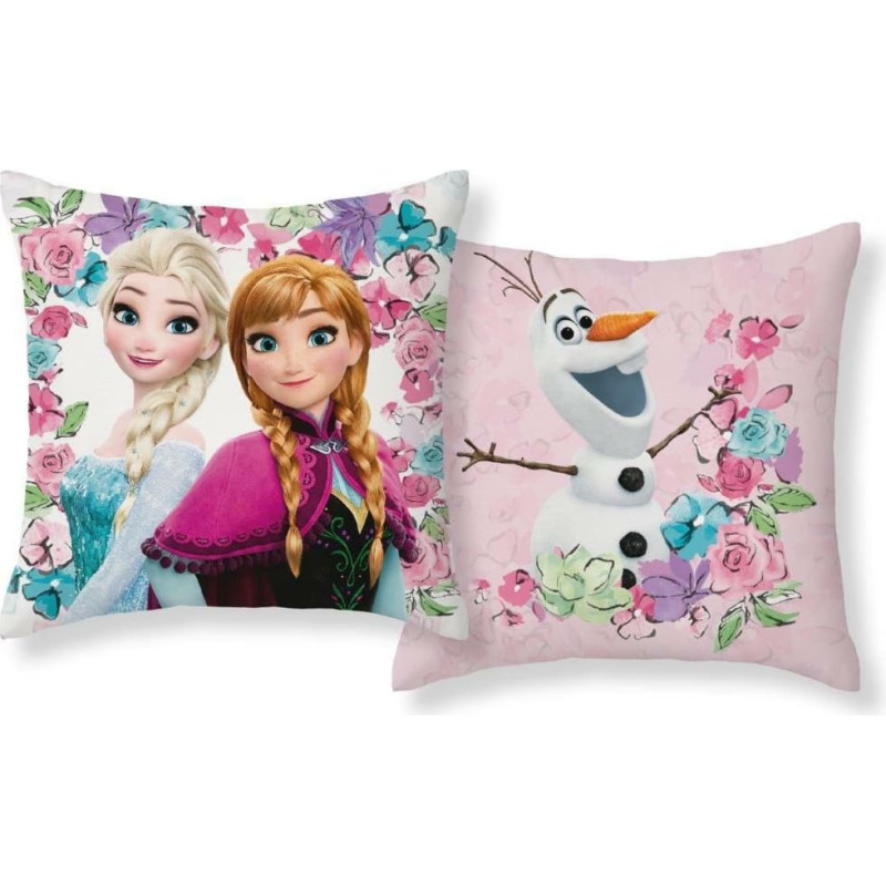 Bērnu spilvendrāna 40x40 3D Frozen Anna Elsa Olaf rozā