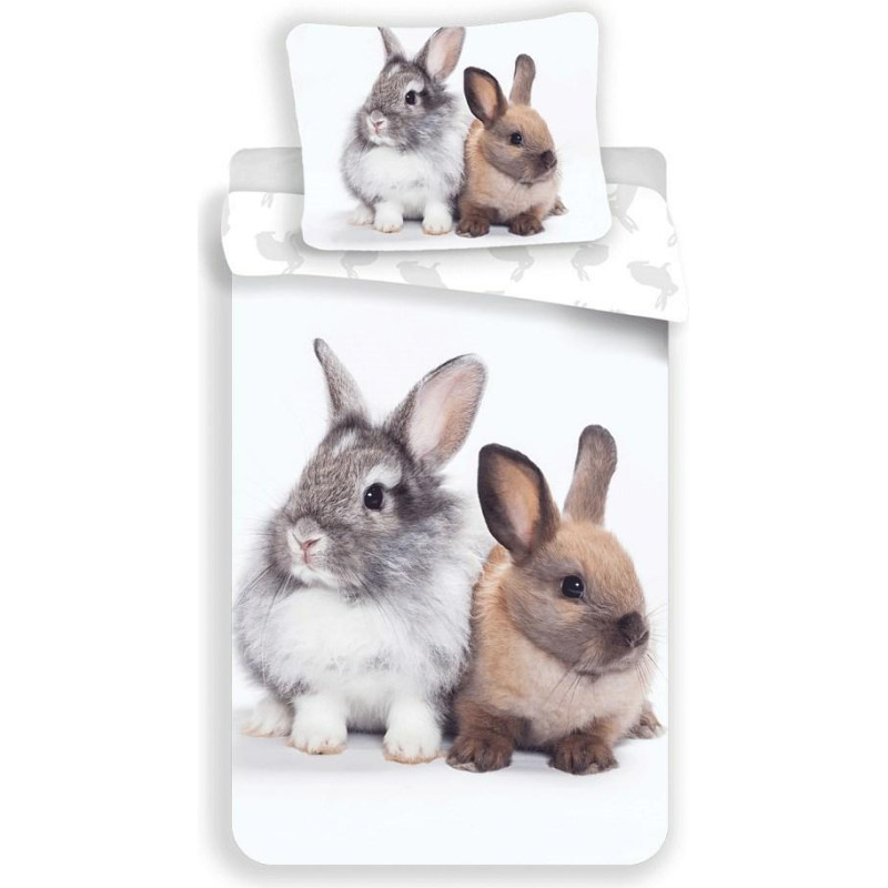 Kokvilnas gultasveļa 140x200 Sweet Rabbits trusis zaķis zaķis zaķi draugi Zaķu draugi 3808 jaunība