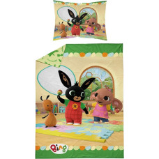 Bērnu gultasveļa 100x135 Bunny Rabbit Bing draugi Pola Flop jautri dzelteni zaļa 7281