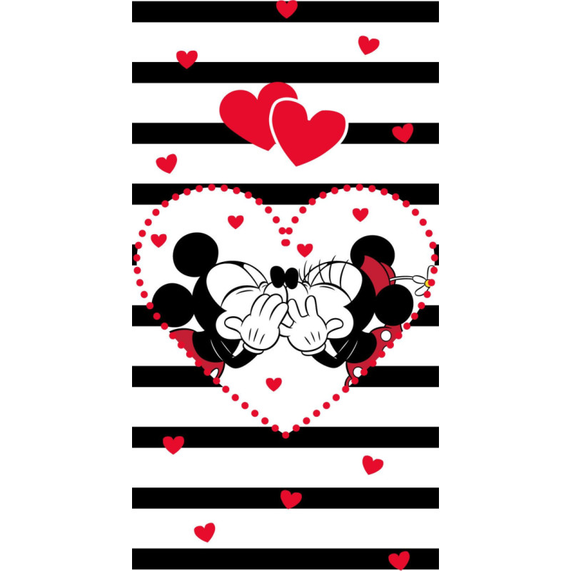 Pludmales dvielis 70x140 Mini Mickey Mouse Minnie Mickey Mouse svītras baltas melnas sirsniņas sirsniņas 3532 bērnu kokvilna