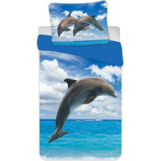 Kokvilnas gultas veļa 140x200 Dolphin Dolphins Dolphin blue 5024 spilvendrāna 70x90