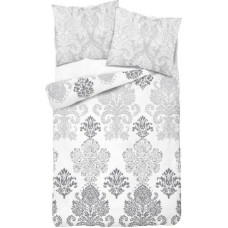 Satīna gultasveļa 160x200 Glamour austrumu ornamenti sudrabaini pelēki balti 2878 B Fashion Satin