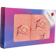 Dvieļu komplekts kastītē, 3gb Rombi, ģeometriski, lasis, 30x50, 50x90, 70x140, 400g/m2