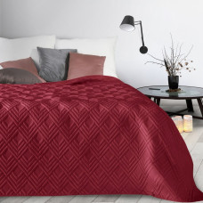 Dekoratīvais gultas pārklājs 200x220 Alara 1, bordo, ģeometrisks raksts