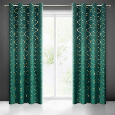 Aizkars 140x250 Gisel zaļš zelts Marokas samta āboliņš gatavs uz starplikām