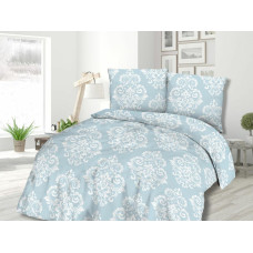 Kokvilnas gultas veļa 140x200 71445/1 glamūrs zils balts austrumu ornamenti Cottonlove