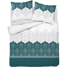 Satīna gultas veļa 160x200 3539 B Glamour tirkīza balti austrumu ornamenti Sākums Satīns