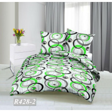 Mizas pakaiši 140x200 RS428/2 apļi zaļi melni pelēki aizdarāmi ar pogām 100% kokvilna