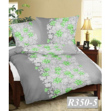 Mizas pakaiši 140x200 R350-5 grafīta pelēka ar zaļiem ziediem, stiprināma ar pogām, 100% kokvilna