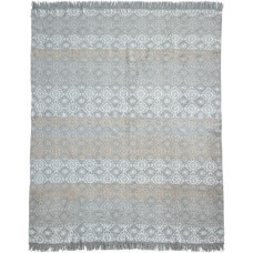 Akrila kokvilnas sega 150x200 044 JB pelēki smilškrāsas ornamenti austrumnieciski ar bārkstīm gultas pārklājs