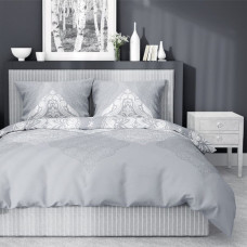 Satīna gultas veļa 220x200 3663 C pelēks balts Glamour ornaments Home Satin 3