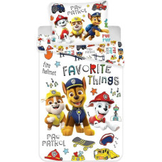 Kokvilnas gultasveļa 140x200 Paw Patrol Paw dogs balta 9851 brigādes suņu spilvendrāna 70x90 bērniem