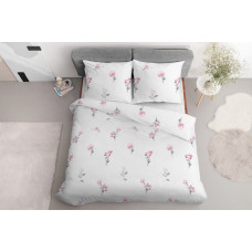 Satīna gultasveļa 160x200 Ziedi balti rozā 4053 A Home Satin 124