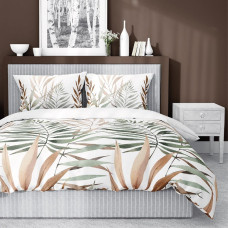 Satīna gultasveļa 160x200 zaļi brūnas lapas 4243 A Home Satin 11