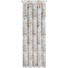 Aizkars 140x270 Ellie ar ziedu motīvu, krēms, gatavs uz Z10 lentes