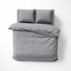Damaskas gultas veļa 180x200 pelēka 16 vienkrāsainas svītras 1 cm Pure