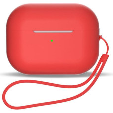 Hurtel Silikona maciņš AirPods 1/2 austiņām + rokas siksniņa, sarkans