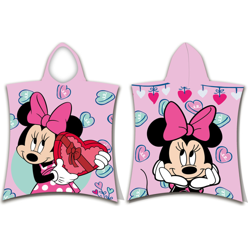 Pončo bērniem 50x115 Minnie Mouse rozā dvielis ar kapuci bērniem 23. augusts