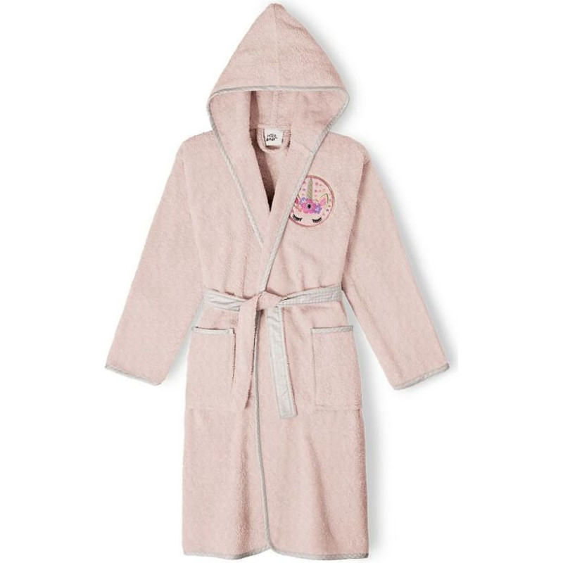 Interbaby Bērnu peldmētelis, 14 gadi, rozā, pūderkrāsas, kokvilnas frotē audums ar kapuci