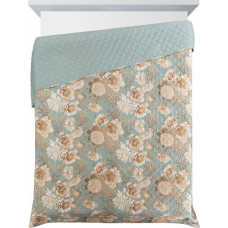 Dekoratīvais gultas pārklājs 170x210 Zieds 06 piparmētru smilškrāsas putnu ziedi D91