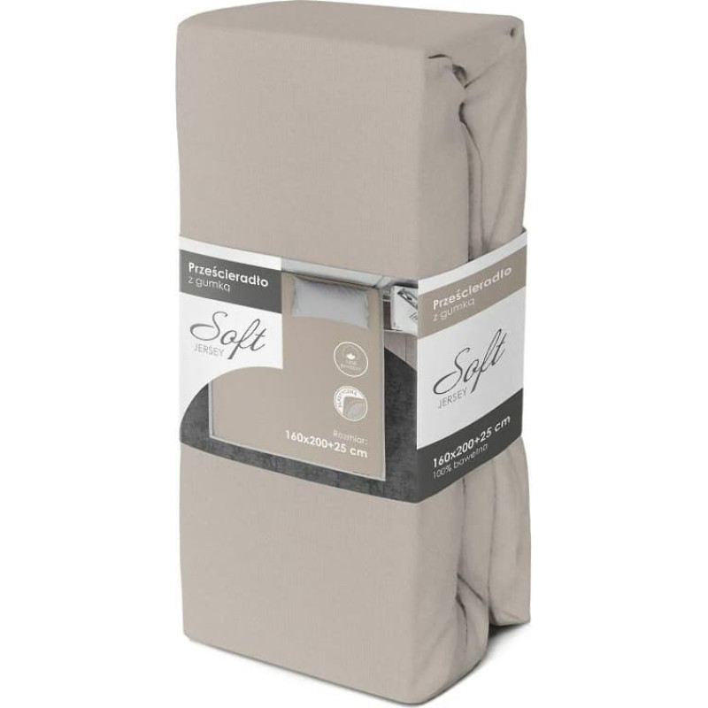 Džersija palags ar mīkstu gumiju 160x200, pelēks 25 cm matracim