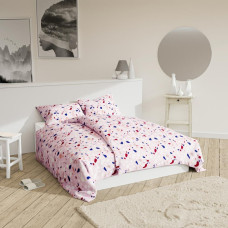 Kokvilnas gultasveļa 160x200 Terrazzo, rozā, krāsaina I24