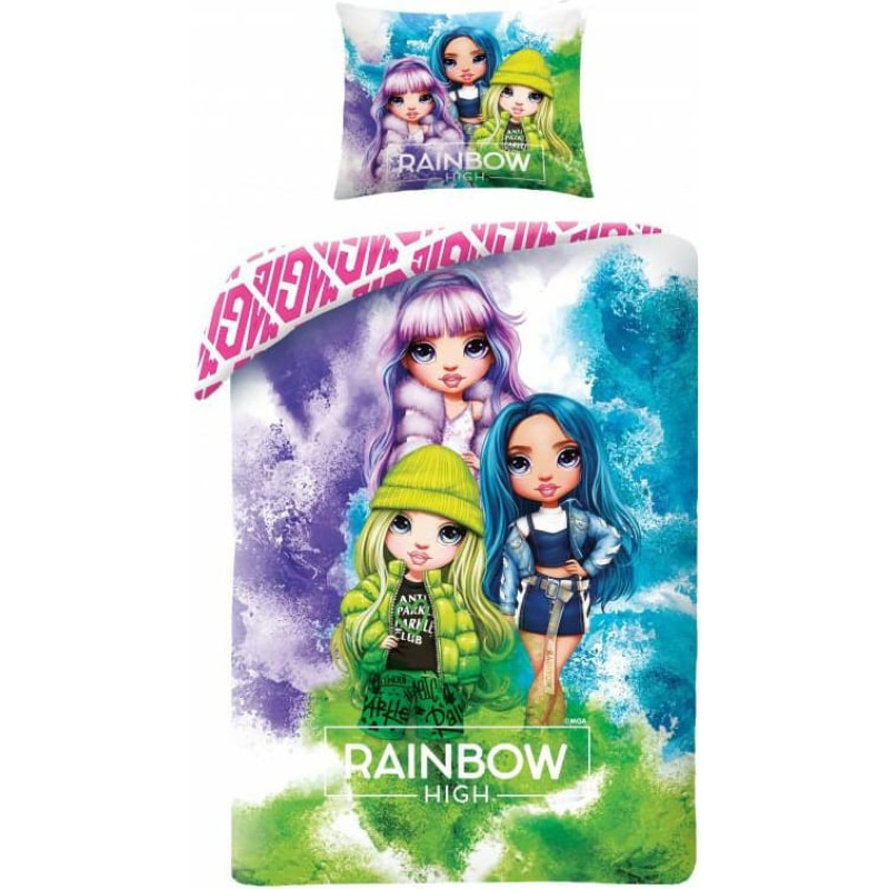 Kokvilnas gultas veļa 140x200 Rainbow High lelles spilvendrāna 70x90 Kids 12