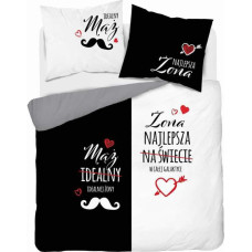Kokvilnas gultas veļa 160x200 Perfect Husband Best Wife balta melna 4861 A Holland Home 73
