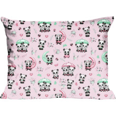 Kokvilnas spilvendrāna 70x80 669K rozā pandas krāsainas Kids 24