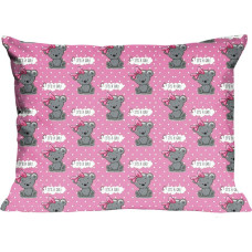 Kokvilnas spilvendrāna 40x40 555K rozā pelēki lācīši Kids 24