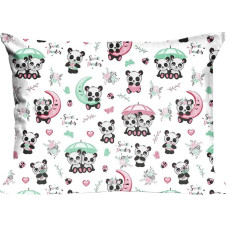 Kokvilnas spilvendrāna 40x60 667K pandas balta krāsaina Kids 24