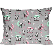 Kokvilnas spilvendrāna 40x60 670K panda pelēka krāsaina Kids 24